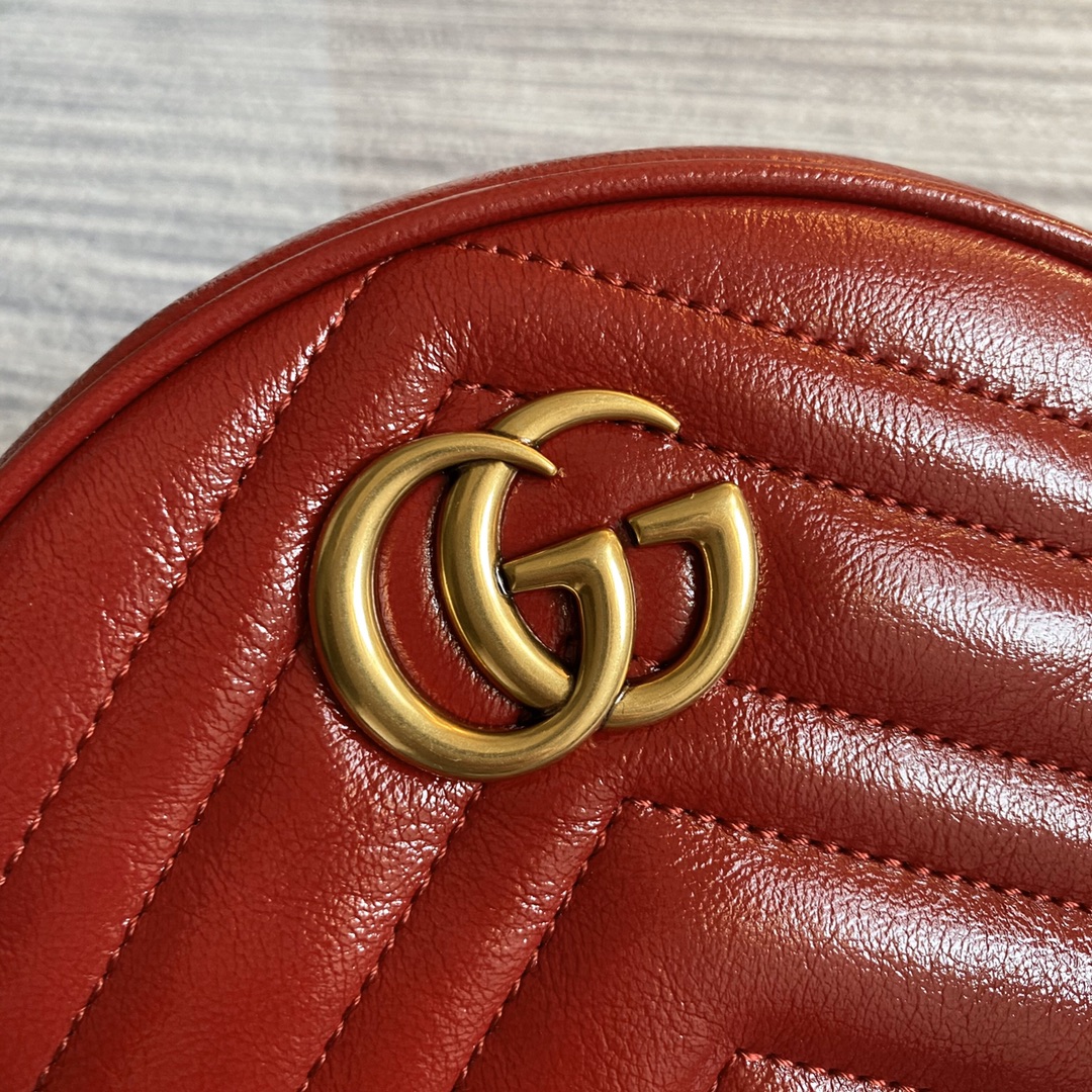 Gucci GG Marmont Mini Round Shoulder Bag 550154 Red